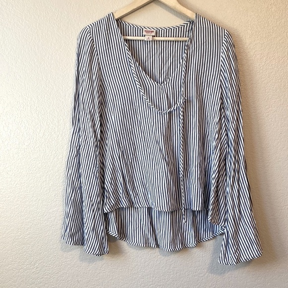Mossimo Supply Co. Tops - Mossimo Supply Co Striped Blouse Top Bell Sleeve Blue and White size Medium